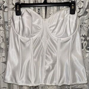 Dominique White Satin Corset Top